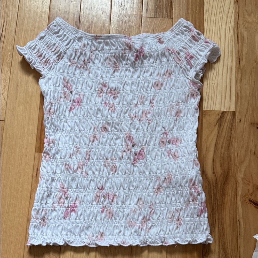 Abercrombie Kids White and Pink Textured Blouse